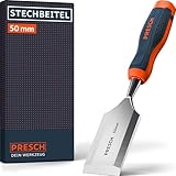 Presch Stechbeitel 50mm - Profi Stemmeisen mit 25° Keilwinkel - Perfekt geschliffen für sofortigen Einsatz - Robuste Metall-Schlagkappe für dauerhafte Nutzung - Ergonomischer Griff für sicheren Halt