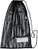 aqua zone Sporttasche mit Kordelzug für Schwimmen, Strand, Tauchen, Reisen, Fitnessstudio (Black-2)