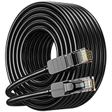 JARNHNG Lan Kabel 20meter, High Speed Cat 6 Ethernet Kabel 20m, Schwarz Netzwerkkabel Outdoor, Rj45 Kabel, Geeignet für den Anschluss Von Computern, Routern und Modems