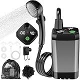MZJAUVF Campingdusche, Camping Dusche mit Pumpe, Tragbare Campingdusche, Outdoor Dusche Camping mit Wiederaufladbarem 6000mAh, Camping Shower mit 2m Schlauch für Camping Reisen Garten Autowaschen