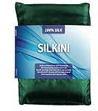 Silkini® - Seidenschlafsack aus 100% Naturseide, Hüttenschlafsack, Inlett, Sommerschlafsack aus echter Seide, grün