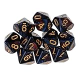 Yourandoll 10 STÜCKE Polyedrische Würfel D10 Würfel Dice Spielwürfel 10-seitig Würfel for DND RPG Tischspiele (Rot Blau)