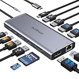 USB C Docking Station Dual HDMI,Triple Display USB C Hub,14 in 1 Laptop 10Gbps Dockingstation mit 2*4K HDMI,DP/Displayport,Ethernet,4*USB,2*USB C Data,100W PD,SD/TF,Audio,USB C Dock für Dell HP Lenovo