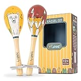 HEJ LØNNE Holz Rassel 2er Set - Maracas Kinder - Holz Musikinstrument zur Förderung von Motorik, Koordination und Sozialverhalten - Holzrassel Baby - Kinder Spielzeug