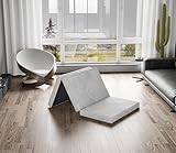 EGO Home Klappmatratze 65x196 cm, Gästematratze Klappbar Höhe 10 cm, Faltbare Matratze Härtegrade H3, Reisematratze, 3-Teilige Gel Visco Schaumstoff Faltmatratze für Reisen, Camping, Boden, Gästebet