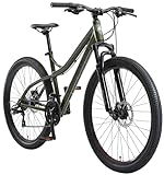 BIKESTAR Hardtail Aluminium Mountainbike Shimano 21 Gang Schaltung, Scheibenbremse 27.5 Zoll Reifen | 17 Zoll Rahmen Alu MTB | Oliv & Grau