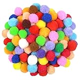 TOAOB 300 Stück Pompon 25mm Bunte Pompons zum Basteln Flauschigen Plüsch Bälle Kleine Bommeln für Lustige DIY Kreative Handwerk