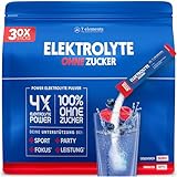 Elektrolyte OHNE ZUCKER - 30 Stück - 1390mg Elektrolyte für Sport und gegen Kater - Elektrolyt Pulver kalorienarm und zuckerfrei - Premium Power Electrolytes mit Berry-Geschmack KETO – 300g
