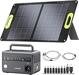 CTECHi 300W Tragbare Powerstation mit 60W Faltbares Solarpanel, 299Wh Solar Generator mit 230V/300W AC Ausgang, Mobile Stromversorgung Generatoren mit LiFePO4-Batterie für Outdoor, Camping, Notfall