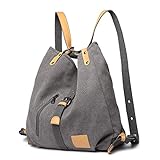 KONO Henkeltaschen Canvas Rucksack Damen Groß Handtaschen Anti Diebstahl Taschen Shopper Schultertaschen Multifunktional Umhängentaschen für Alltag Büro Schule Ausflug Einkauf