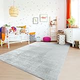 TT Home Teppich Kinderzimmer Waschbar rutschfest Kinderteppich Junge Mädchen Weich Pastell, Farbe: Grau, Größe:80x150 cm