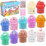 KAYSENSUK Fluffy Slime Set DIY Schleim Kinder, 12 Pack Butter Slime Kit zum Selbermachen,Poopsie Slime Schleim Selber Machen Set Scented Slime Putty Spielzeuge Party Favor Geschenke für Junge Mädchen