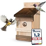 Oramics Nistkasten zum Aufhängen für Garten, Balkon und Terrasse - Kiefernholz Vogelhaus für Wildvögel und Gartenvögel – Nisthaus wetterfest und langlebig für draußen, ideal für kleine Vögel