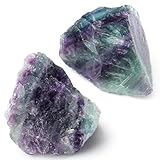 QINJIEJIE Fluorit Große Stein 2 Stück 100% Natursteine Kristalle Heilsteine Raw Steine für Meditation Reiki Dekosteine