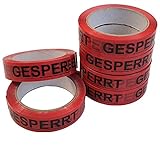 IQM TOOLS 6 Rollen QS-Klebeband GESPERRT: Breite 25 mm - Länge 66 m - schwarze Schrift auf rotem Grund - Staffelpreise für Businesskunden