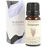 Nikura Zitronengrasöl - 10ml | Ätherisches Öl | 100% reines natürliches Öl | mückenschutz, mückenspray | perfekt für Aromatherapie, Diffusoren, Ölbrenner | Raumduft, ätherische öle für diffuser