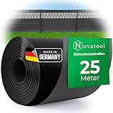 Novatool 25m Rolle PP Premium Sichtschutzstreifen für Doppelstabmatten ANTHRAZIT RAL 7016-19 cm für 10 Reihen Stabmattenzaun Sichtschutzstreifen GRAU mit Rillen Zaunelemente Sichtschutz Qualität