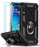 LeYi für Samsung Galaxy A20e Hülle Handyhülle mit Panzerglas Schutzfolie(2 Stück),360 Grad Drehbar Ringhalter Cover TPU Bumper Schutzhülle für Case Samsung Galaxy A20e Handy Hüllen Schwarz