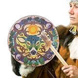 Shaman Hand Drums for Adults - Shaman Drums for Adults, Inch Drum with Deer Head Design, Shaman Drum, Instrumental Shaman Handmade Shaman Drum for Spiritual Music, Reflection & Meditation