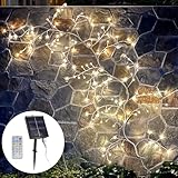 NEWNEN Solar Willow Vine Lights Außen: 144LEDs Zweige Lichter Lichterketten Warmweiß Lichterbaum mit Solarbetrieben - für Rasen und Wanddekoration im Freien Weiß