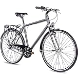 CHRISSON 28 Zoll Citybike Herren - City One anthrazit matt 53 cm - Herrenfahrrad mit 3 Gang Shimano Nexus Nabenschaltung - praktisches Cityfahrrad für Männer