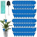 WD&CD 48 Stück Blautafeln Gegen Thripse Mit Aufhängedraht und Kleiner Schaufel, für die Zimmerpflanzen Schädlingsbekämpfung