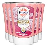 Sagrotan No-Touch Nachfüller Rose und Shea – Für den automatischen Seifenspender – 5 x 250 ml Handseife