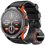 OUKITEL Smartwatch für Herren, 3,6 cm (1,43 Zoll), AMOLED mit Bluetooth-Anrufen, 5 ATM, wasserdicht, 100 Sportmodi, Pulsmesser, Blutdruck, Schlafüberwachung, Android iOS