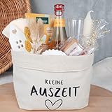 Wellness Geschenk | Geschenkset Frauen mit Entspannung Badeschaum | Kleine Auszeit im Canvas Baumwoll-Korb Geschenk Freundin | Entspannung Geschenk | Geschenke Freundin | Geburtstagsgeschenk Frauen