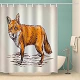 ZUGVJDX Duschvorhang,Rotfuchs Fuchs Personalisierte Kunst Keine Reinigung Erforderlich, Antibakteriell Anti-Schimmel Duschspinne, Für Badezimmer.180x200cm