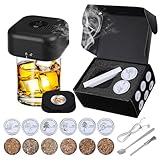 Gkstly Elektrischer Cocktail Smoker Kit Whiskey Smoker Kit mit 6 Holzspänen Wiederaufladbares Flammenloses Cocktail Zubehör Für Getränke für Mann Ehemann oder Vater(kein Butan erforderlich)