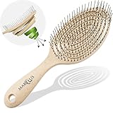 marQus Bio Haarbürste ohne Ziepen mit einzigartiger Doppelspiralfeder und noch mehr Borsten zur optimalen Druckverteilung und Pflege, Entwirrbürste für jeden Haartyp, 1 Stück, Farbe Creme Natur