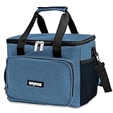 unycos - 15L Kühltasche, Lunch Bag, Thermotasche mit Folienfutter, Lunchtasche Isoliert, Regenjacke, Leichte, Einfache Reinigung, Lunchbox Tragbar, Tasche Arbeit Reisen Büro Picknick (Dunkelblau)