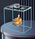 YZHZOM Kleines Betta-Fischbecken aus Glas, Mini-Kampffischbecken mit Abdeckung, kleines randloses Nano-Aquarium, kleines Glasaquarium, Garnelen-Tank (11,9 x 7,9 x 11,9 cm)