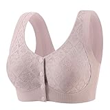 Generisch Nahtloser BH mit Vorderverschluss für kabellosen, weicher Halt, leichtes Bralette für den Alltag und leichte Aktivitäten (Grey, XL)