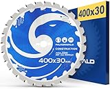 FALKENWALD® Sägeblatt Kreissägeblatt 400x30 mm speziell für Bauholz & Holz mit Nägel - kompatibel mit Tischkreissägen von Bosch, Makita & Einhell - Tischkreissägeblatt 400 x 30