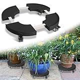 Tubiaz Pflanzenroller Rund, Rolluntersetzer Tragkraft 200KG, Einstellbar Ø38CM bis 54CM, Blumenroller mit 360°Drehbare Feststellrad, Blumentopf für den Innen- und Außenbereich, Wetterfest Schwarz