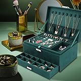 talifoca Schmuckkästchen, dreilagig große Kapazität Samt Schmuckaufbewahrung Organizer Schmuckschatulle Schmuckbox für Ringe Ohrringe Armbänder Halsketten Mädchen Frauen