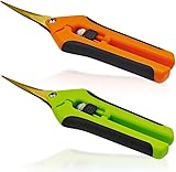 2 Stück Garten Schneidemesser mit Gebogenen Rostfreier Stahl Klingen, Klein Ernteschere, Rosenschere, Pflanzenschneider Baumschere für Baumzweige, Blumen, Früchte, Pflanzen, Blumenstrauß