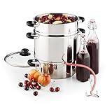Klarstein Applebee - Elektrischer Dampfentsafter, Edelstahl Fruchtentsafter, 1500 W starkes Heizelement, integriertes 1500 W, 8 L Volumen, Ø 25 cm, Cool-Touch-Griffe, inkl. Zubehör, Silber