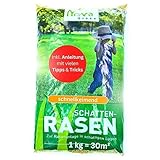 halmland Schattenrasensamen schnellkeimend - Rasensamen Schattenrasen - trockenresistent, robust - Rasensaat 1kg = 30m² - auch zur turbo Nachsaat von Rasen geeignet - Grassaat Schatten