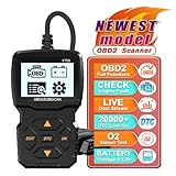 iKiKin Auto OBD2 Scanner OBD2 Codeleser, professionelles Auto Diagnosewerkzeug für die Überprüfung von Motorlichtern, Analyse der Autobatterspannung, kompatibel mit OBDII Protokoll Auto (Schwarz)