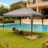 Pavillon 3x3m Pop-up – Höhenverstellbarer Faltpavillon, Wasserdicht & UV-beständig (210D), Gartenpavillon mit 4 Sandsäcke, Tragetasche, Kinderleichter Aufbau, Ideal für Outdoor & Partys, (Grau)