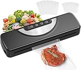 Vakuumiergerät 5 in 1, Vakuumierer sous vide mit Eingebauter cutter, Vacuumiergeraet Folienschweißgerät inkl.10 Vakuumierbeutel und Schlauch, Einschweissgerät Vakuum Sealer für Lebensmittel, aus ABS