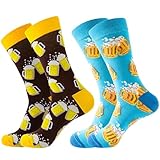 Lucktao 2 Paar Biersocken Männer, Lustige Oktoberfest Socken Herren, Gemusterte Mit Verschiedenen Motiven Und Farben, Unisex Witzige (Größe: 39-46)