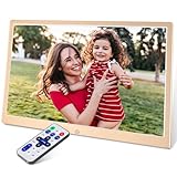 TSITSC 12 Zoll Digitaler Bilderrahmen, 1280 * 800 IPS-Bildschirm Elektronischer Bilderrahmen Kalender/Uhrfunktion/Musik/Foto-/Videoplayer mit Fernbedienung, unterstützt USB/SD-Karte (Gold)