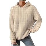 Damen-Pullover, Herbst, Winter, langärmelig, Kragen, Strickpullover, Tops, Kapuzenpullover, Sweatershirt, beige, M