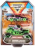 Monster Jam, Truck und Rennauto in einem Set, Maßstab 1:64, Robustes, detailreiches Design für krasse Stunts, ab 3 Jahren, Sortierung mit Max-D, Grave Digger und Earthshaker, Zufallsauswahl
