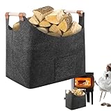 Tragetasche für Kaminholz - Großer Kaminholzkorb mit Griffen, Kaminholzablage | Mehrzwecktasche aus Filz mit Seitentaschen, wiederverwendbare Tragetasche für Brennholz