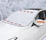 Auto Frontscheibenabdeckung, Superdick Vier Schichten Auto Windschutzscheibe Abdeckung, Gegen Schnee, EIS, Frost, Staub, Sonne, UV-Schutz für Autos SUVs (mit 9 Magnete)